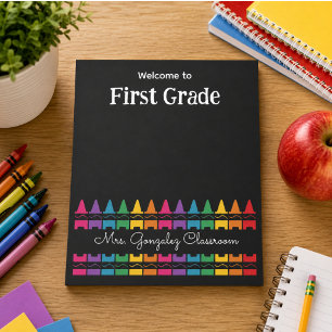Welcome Back to School Rainbow Crayon  Notepad