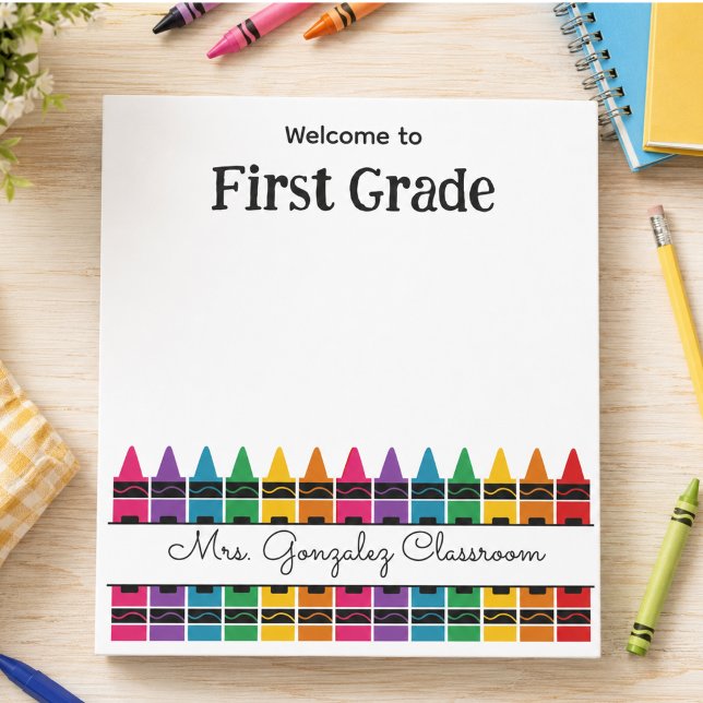 Welcome Back to School Rainbow Crayon  Notepad (Welcome Back to School Rainbow Crayon Notepad)