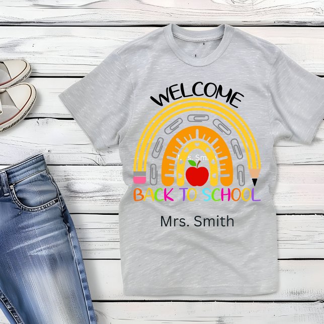 Welcome Back To School Rainbow Customisable Tshirt (Creator Uploaded)