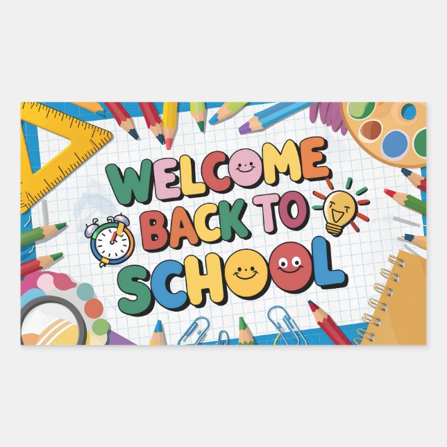 Welcome back to school  rectangular sticker (Front)