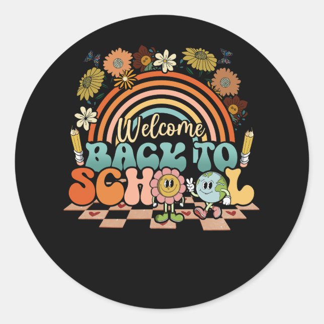 Welcome Back To School Retro First Day of School T Classic Round Sticker (Front)