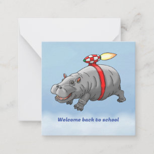 Welcome Back to School Rocket Hippo Card