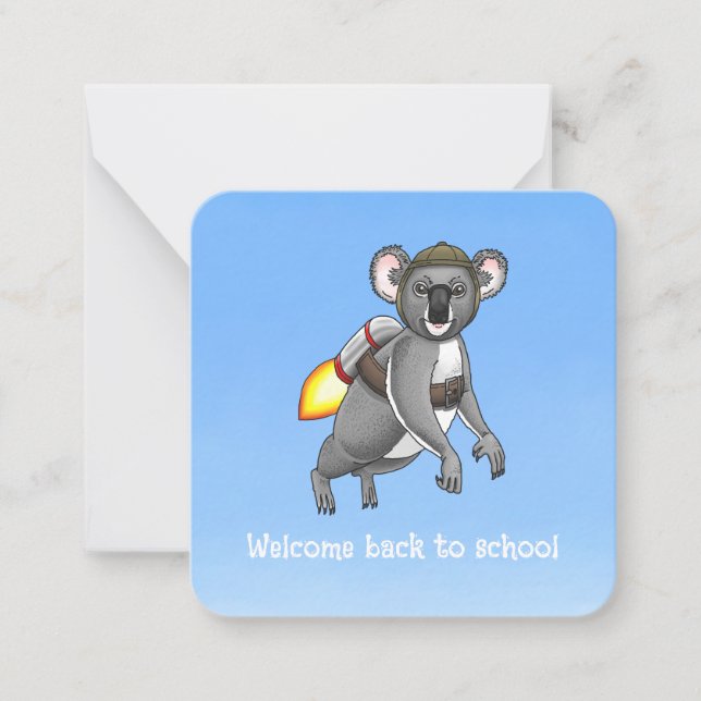 Welcome Back to School Rocket Koala Card (Front)