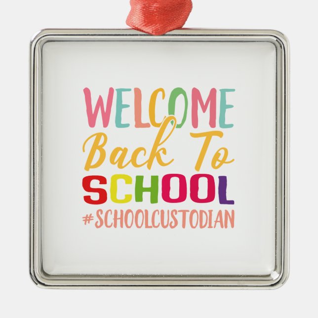Welcome Back To School Schoolcustodian Metal Tree Decoration (Front)