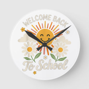 Welcome Back To School Shirts First day of school Round Clock