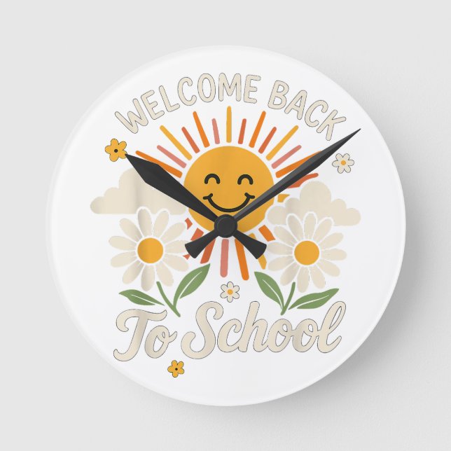 Welcome Back To School Shirts First day of school  Round Clock (Front)