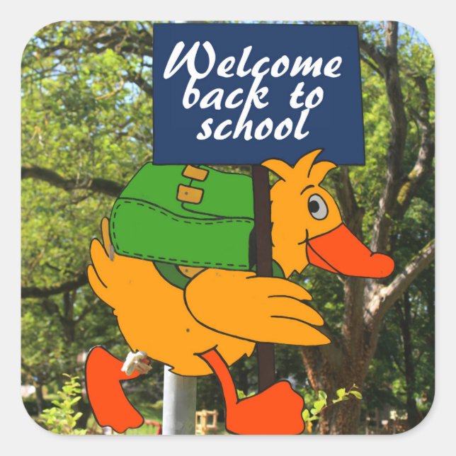 Welcome back to school square sticker (Front)
