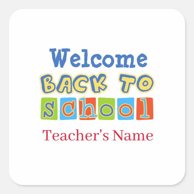 Welcome Back to School Square Sticker (Front)