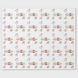 Welcome Back to School Supplies and Apple Illustra Wrapping Paper
