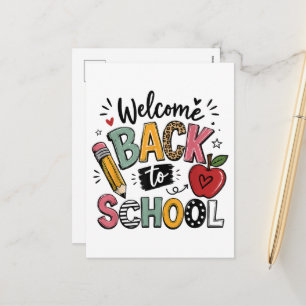 Welcome Back to School Teacher Student First Day Holiday Postcard