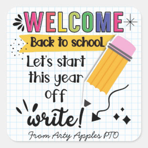 welcome back to school teacher welcome square sticker
