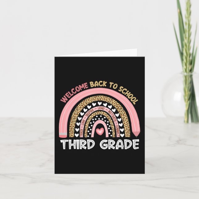 Welcome Back To School Third Grade Teacher Rainbow Card (Front)