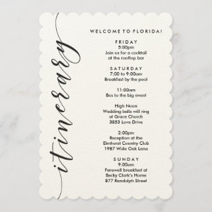 Welcome Bag Wedding Itinerary & Information Card
