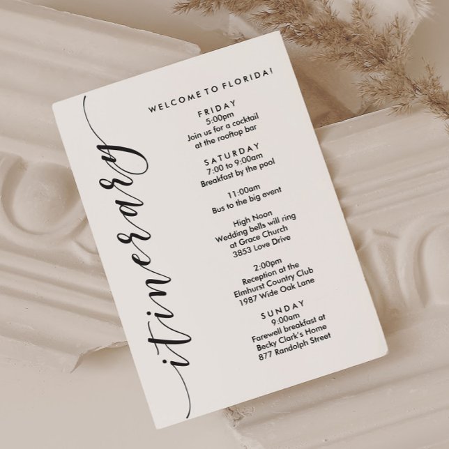 Welcome Bag Wedding Itinerary & Information Card (Creator Uploaded)