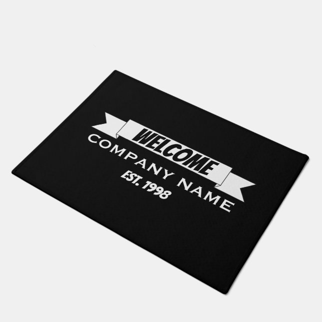 Welcome Banner Ribbon, Company Name Doormat (Angled)
