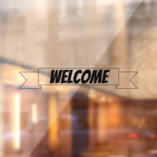 Welcome Banner Ribbon, Window Cling