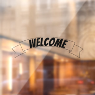 Welcome Banner Ribbon, Window Cling