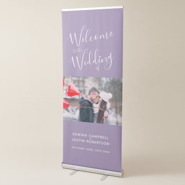 Welcome banner script personalised purple photo (3/4)