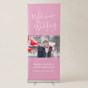 Welcome banner script personalized pink photo