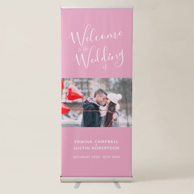 Welcome banner script personalized pink photo (Front)