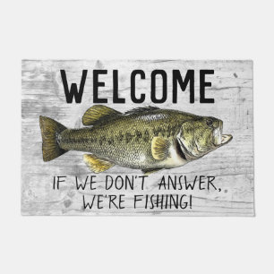 Welcome Bass Fishing Funny Cottage Family Doormat