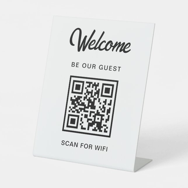 Welcome Be Our Guest Scan For QR Code Wifi Pedestal Sign (Front)