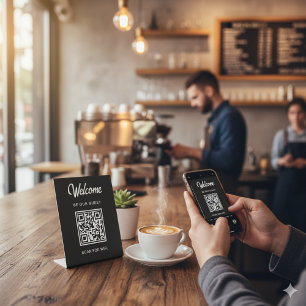 Welcome Be Our Guest Scan For QR Code Wifi Pedestal Sign