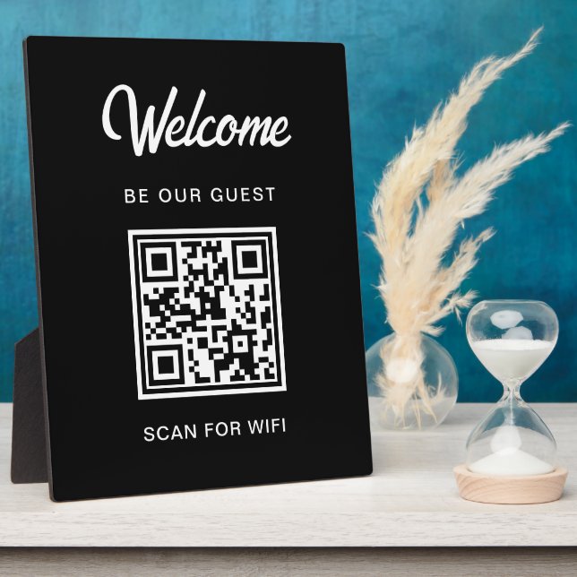 Welcome Be Our Guest Scan For QR Code Wifi Plaque (Side)