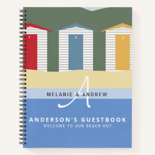 wELCOME BEACH HUT Guestbook Monogram Fun Notebook
