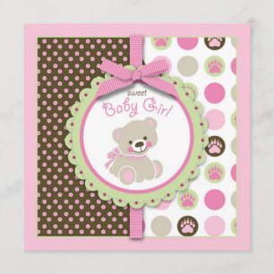 Welcome Bear Girl Invitation Square