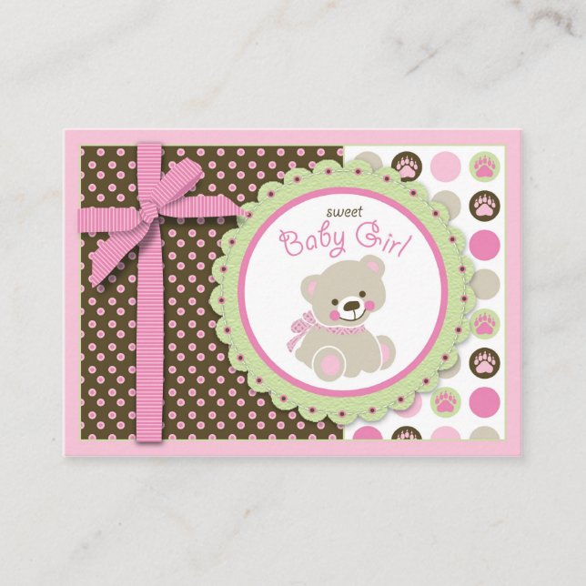 Welcome Bear Girl Reminder Notecard (Front)