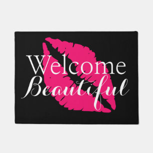 Welcome Beautiful - PinkLips Beauty Salon Door Mat