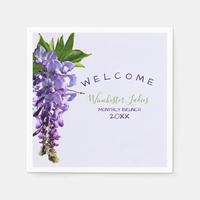 Welcome Beautiful Wisteria Brunch Custom Name Napkin (Front)