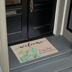 Welcome Bed & Breakfast Desert Cactus Southwest Doormat
