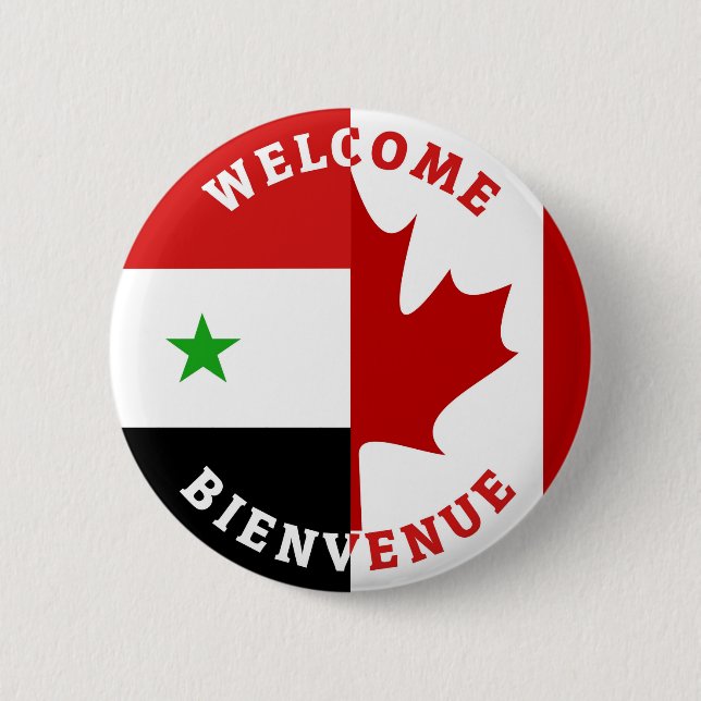 Welcome Bienvenue Syrians 6 Cm Round Badge (Front)