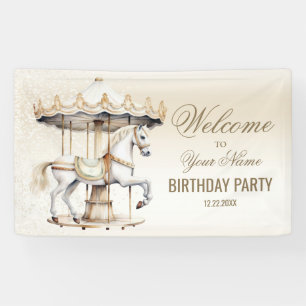 Welcome Birthday Party Merry Go Round Circus Banner