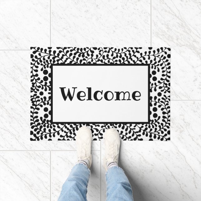 Welcome Black and White Personalised Doormat (Indoor)