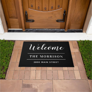 Welcome Black and White Personalised  Doormat