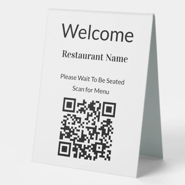 Welcome Black and White QR Code Scan For Menu (Front)