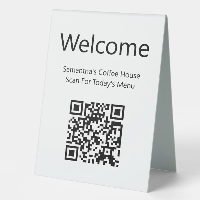 Welcome Black and White Scan QR Code for Menu (Front)