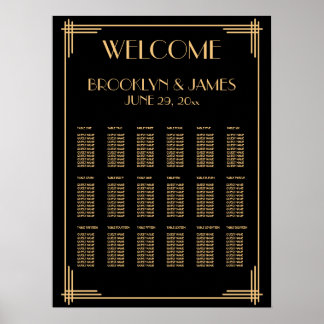 Welcome Black Deco Wedding Seating Chart