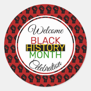 WELCOME BLACK HISTORY MONTH Celebration Favour Classic Round Sticker