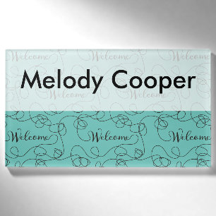 WELCOME black seamless pattern with LINES Name Tag