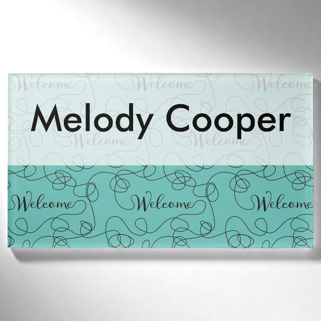 WELCOME black seamless pattern with LINES Name Tag (Front)