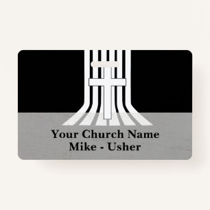 Welcome Black White Christian Church Usher ID Badge