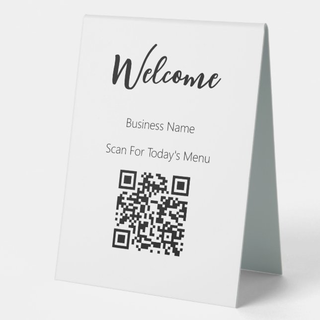 Welcome Black White Scan QR Code Business Template (Front)