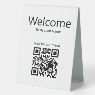 Welcome Black White Scan QR Code for Menu Business