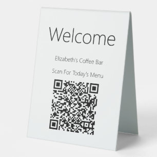 Welcome Black White Scan QR Code for Menu Template