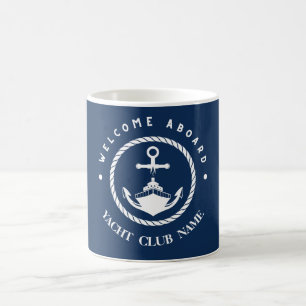 Welcome Blue Anchor Nautical sailing Boat DIY Name Coffee Mug