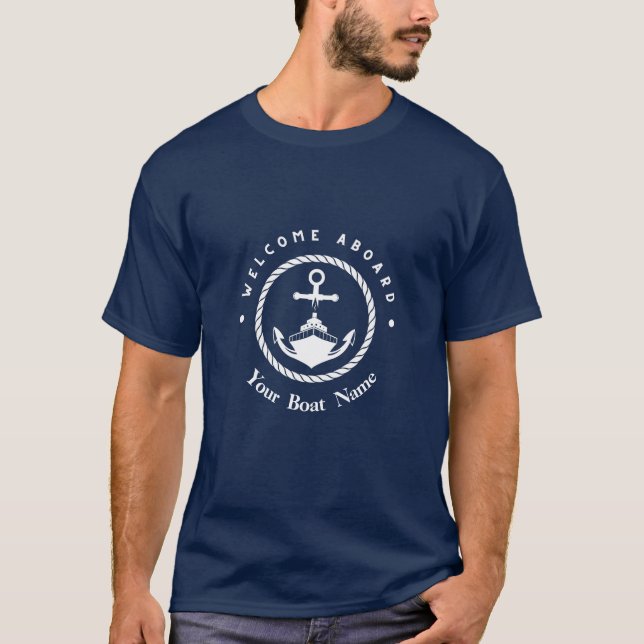Welcome Blue Anchor Nautical sailing Boat DIY Name T-Shirt (Front)